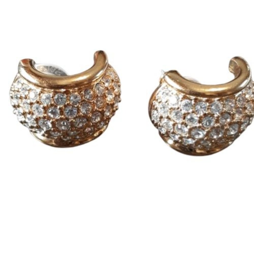 Swarovski Half Hoop Gold Tone Earrings